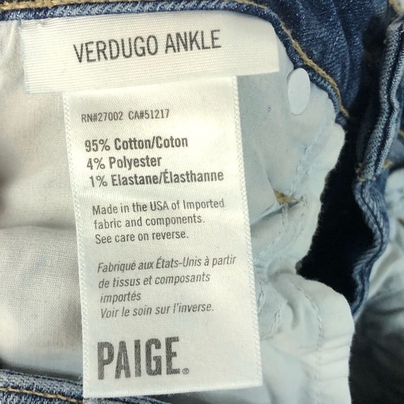 Paige Verdugo Ankle Embarcadero Distressed Knee Medium Wash Skinny Jeans 24 - Picture 5 of 6